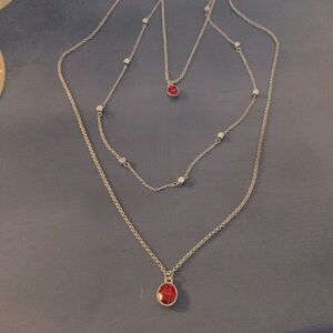 Paparazzi 40 inches silver and red necklace. Never worn.